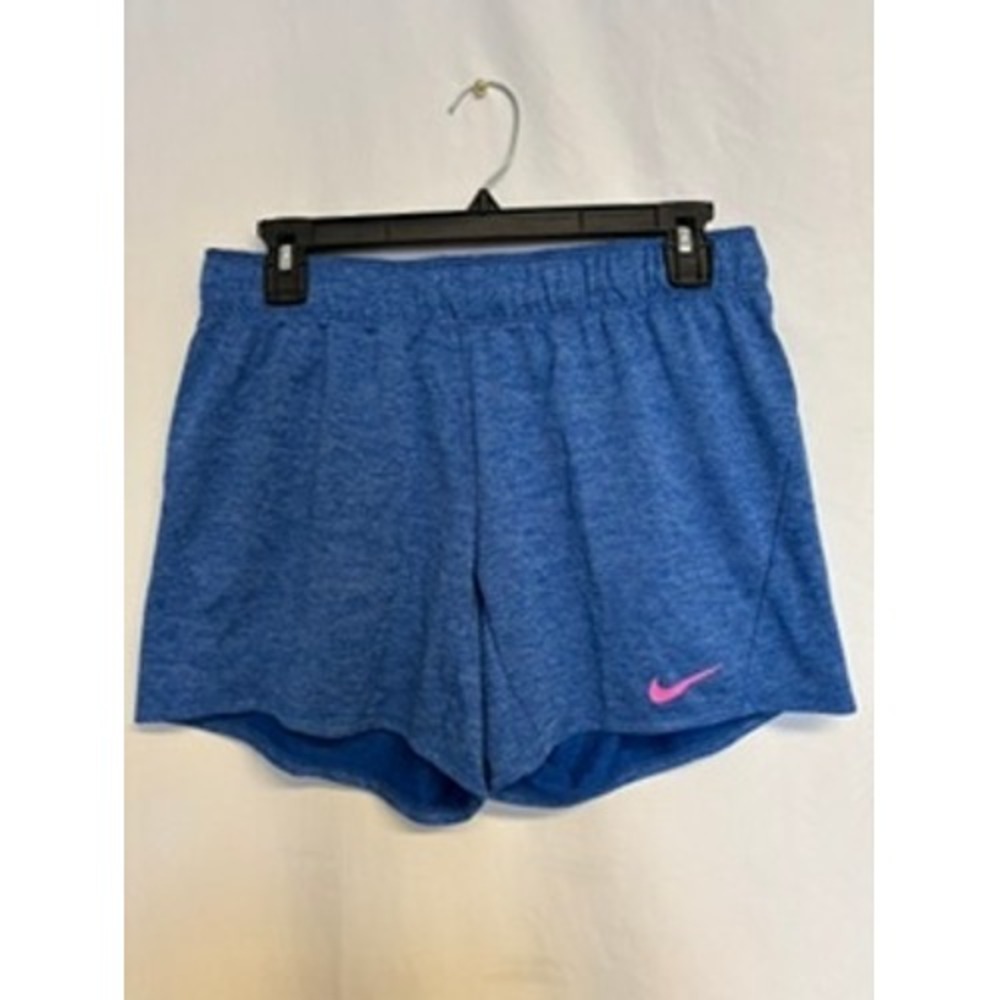 Nike Dri-FIT Blue Heathered Running Shorts Pink Logo‎ Womens Small